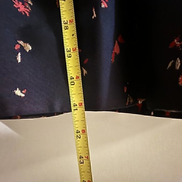 Teri Jon Blue Jacquard Floral Print Box Pleat Fit n Flair  Size4   Navy Multi - Picture 9 of 12